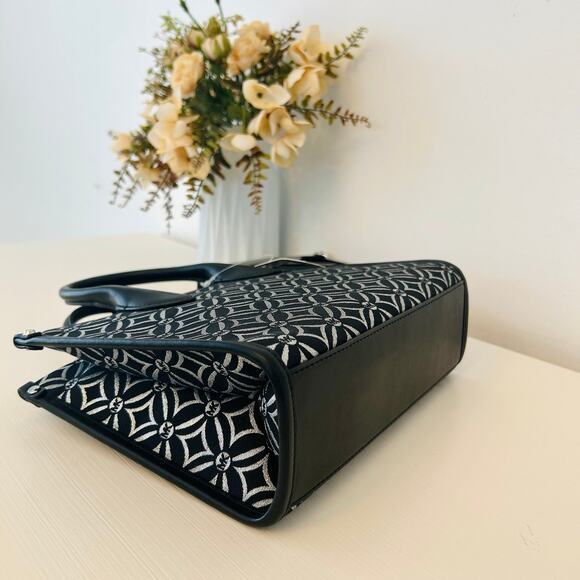 Michael Kors Purse Mirella Small Metallic Logo Jacquard Crossbody Bag Black - Picture 6 of 10